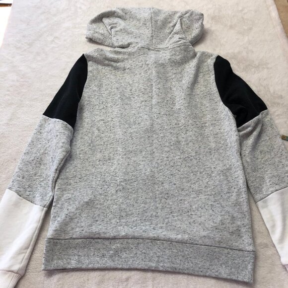 PINK Victoria's Secret Full Zip Up Color Block Hoodie Black/White/Grey XS - Picture 4 of 14
